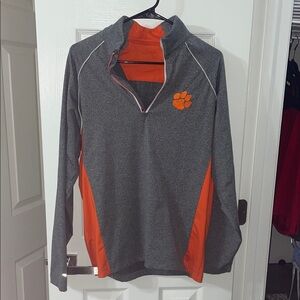Gray and Orange Quarter-Zip Pullover